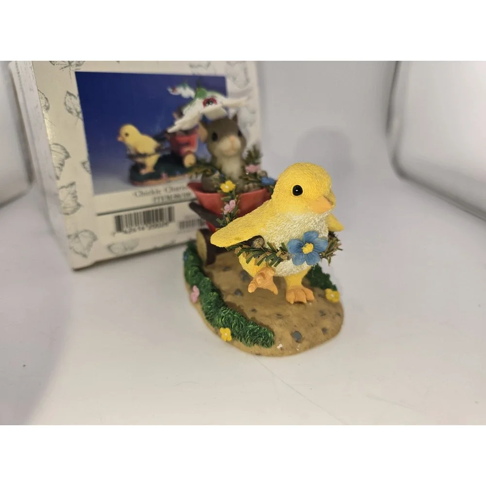 Charming Tails Fitz & Floyd ~ Peek-a-Boo Bouquet ~Mouse Flowers Ladybug Figurine